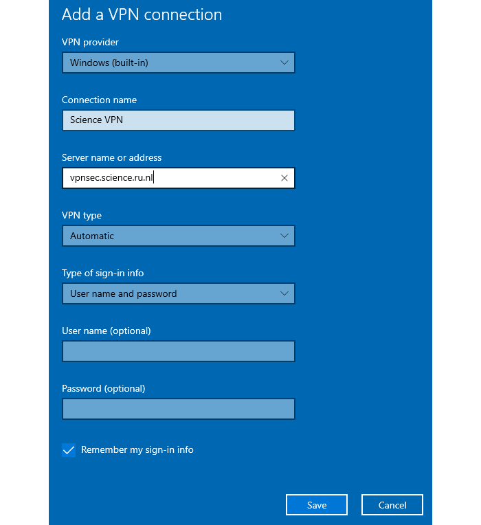 Windows 10 vpnsec configuration screenshot