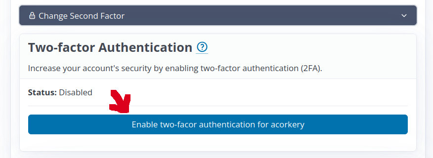 Click enable two-factor authentication button screenshot